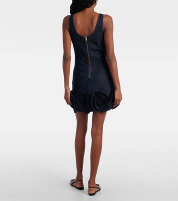 فستان بوستيه من الدنيم مع تزيين بورود أبليكيه | Self-Portrait