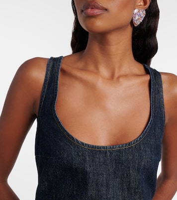 فستان بوستيه من الدنيم مع تزيين بورود أبليكيه | Self-Portrait