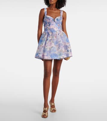 Rebellion floral draped linen and silk minidress | Zimmermann