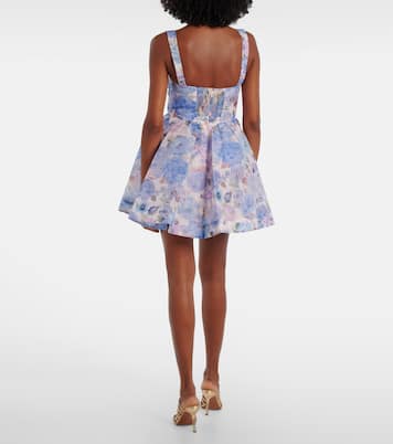 Rebellion floral draped linen and silk minidress | Zimmermann