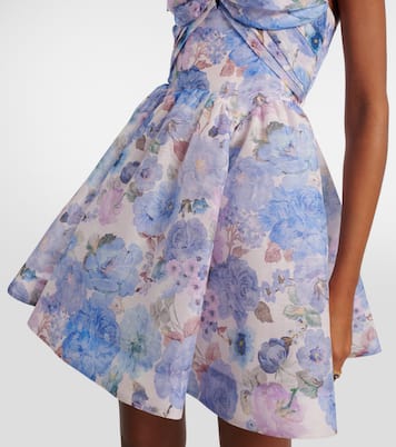 Rebellion floral draped linen and silk minidress | Zimmermann