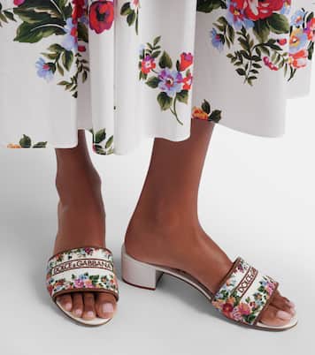 Bestickte Pantoletten mit Leder | Dolce&Gabbana