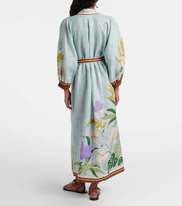 Belted floral linen shirt dress | Alémais