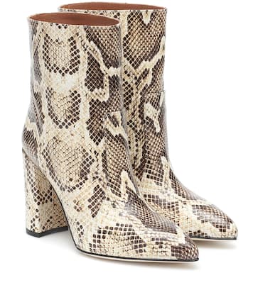Snake-effect leather ankle boots | Paris Texas