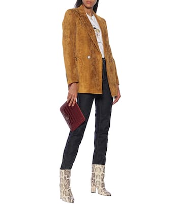 Snake-effect leather ankle boots | Paris Texas