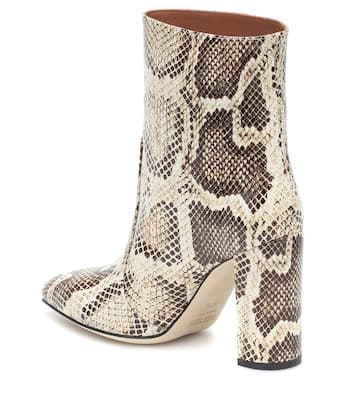 Snake-effect leather ankle boots | Paris Texas