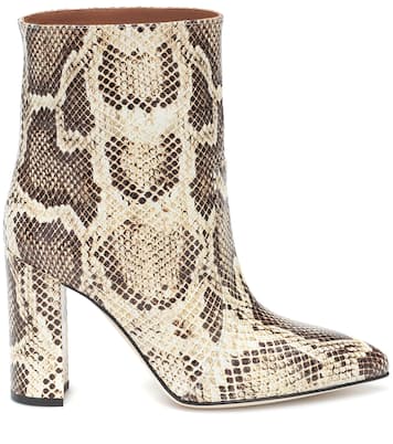 Snake-effect leather ankle boots | Paris Texas