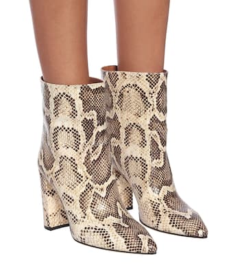 Snake-effect leather ankle boots | Paris Texas