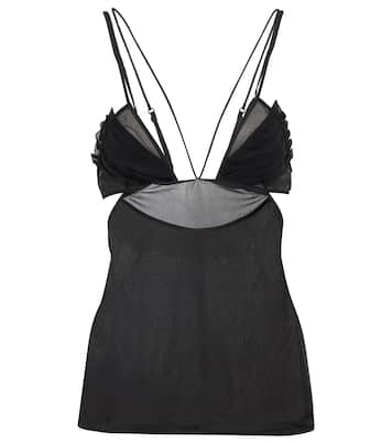 Pleated cutout mesh camisole | Nensi Dojaka