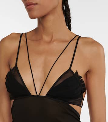 Pleated cutout mesh camisole | Nensi Dojaka