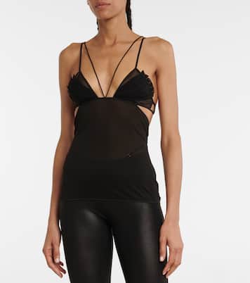 Pleated cutout mesh camisole | Nensi Dojaka