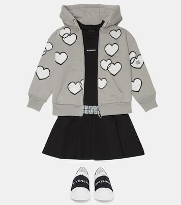 Heart-print jersey zip-up hoodie | Givenchy Kids
