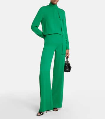 Pantalon ample à taille haute en soie | Valentino