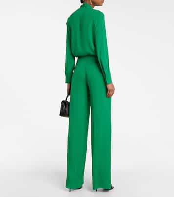 Pantalon ample à taille haute en soie | Valentino