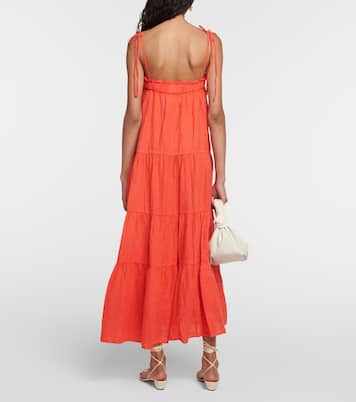 Vestido largo Charlie de lino a capas | Velvet