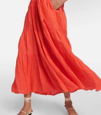 Vestido largo Charlie de lino a capas | Velvet