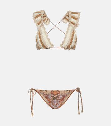 Devi printed crochet bikini | Zimmermann