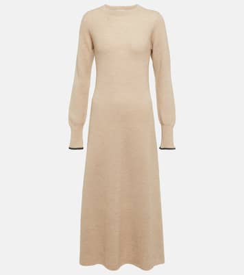 Alpaca and cotton-blend midi dress | Brunello Cucinelli