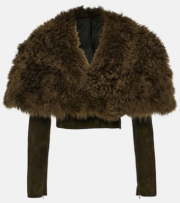 Giacca cropped in shearling e suede  | Alaïa