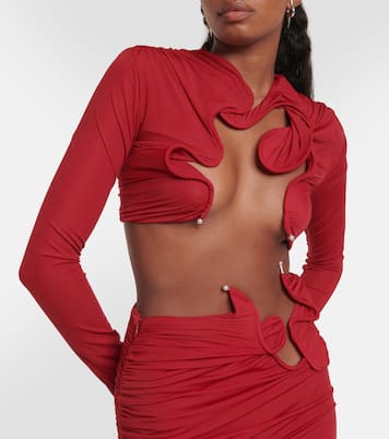 Crop top Venus de malla fruncido | Christopher Esber