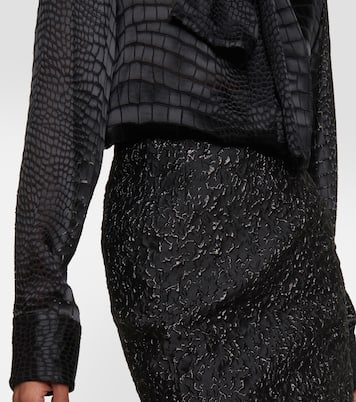 Falda tubo de jacquard metalizado | Versace