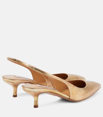 Slingback-Pumps Purist 50 aus Metallic-Leder | Aquazzura