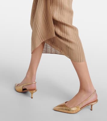 Slingback-Pumps Purist 50 aus Metallic-Leder | Aquazzura