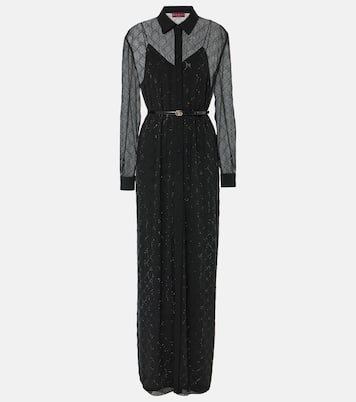 Maxikleid GG aus Seide mit Kristallen | Gucci