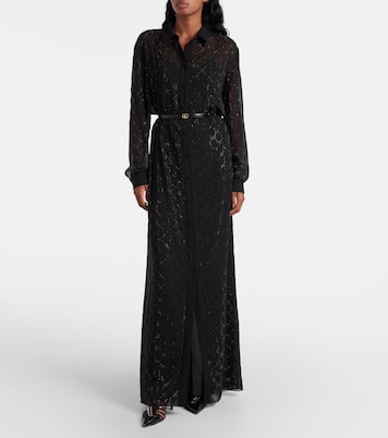 Maxikleid GG aus Seide mit Kristallen | Gucci