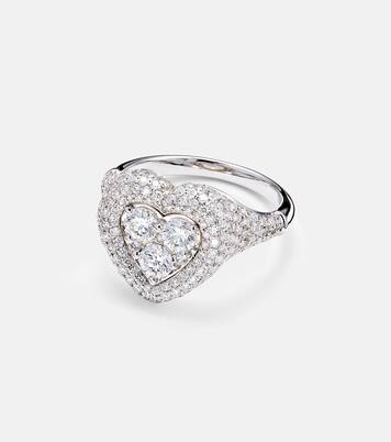 Anello per mignolo Manaal in oro bianco 18kt con diamanti | Kamyen
