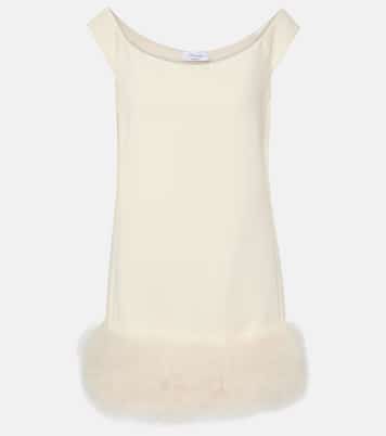Vestido corto de crepé con plumas | Blumarine