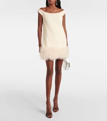 Vestido corto de crepé con plumas | Blumarine