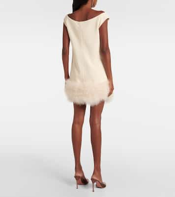 Vestido corto de crepé con plumas | Blumarine
