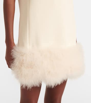Vestido corto de crepé con plumas | Blumarine