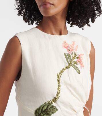 Besticktes Midikleid Otoño Orquidea aus Leinen | Agua by Agua Bendita