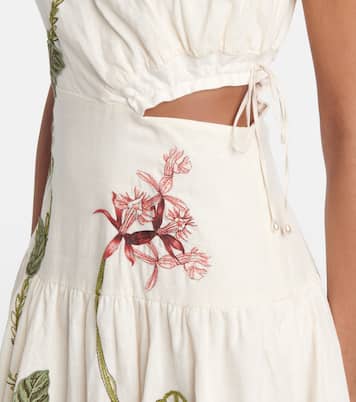 Besticktes Midikleid Otoño Orquidea aus Leinen | Agua by Agua Bendita