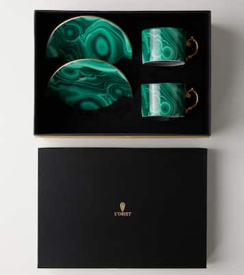 Malachite set of 2 teacups and saucers | L'Objet