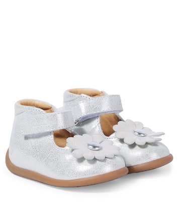 Baby Stand-Up Daisy metallic leather booties | Pom d'Api
