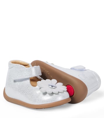 Baby Stand-Up Daisy metallic leather booties | Pom d'Api