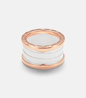 B.zero1 18kt rose gold and ceramic ring | Bvlgari