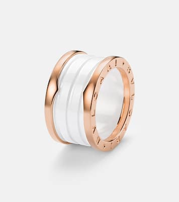 B.zero1 18kt rose gold and ceramic ring | Bvlgari