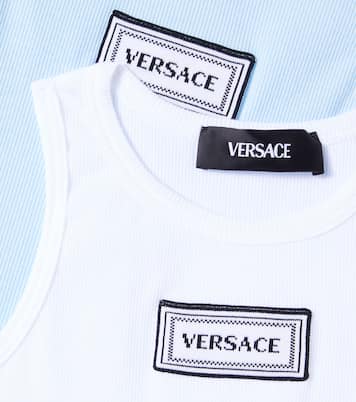 Set of 2 logo ribbed-knit tank tops | Versace Kids
