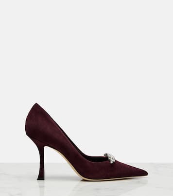 Belinda 90 crystal-embellished suede pumps | Jimmy Choo