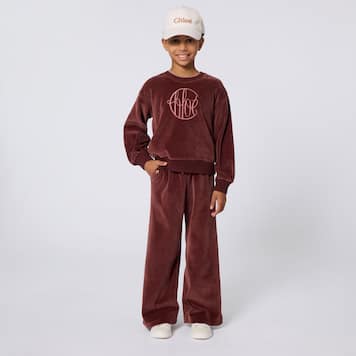 Logo cotton velvet sweater | Chloé Kids