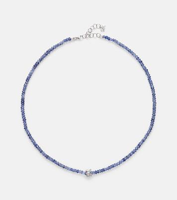 18kt white gold beaded necklace with sapphires and diamonds | Suzanne Kalan