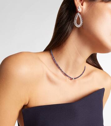 18kt white gold beaded necklace with sapphires and diamonds | Suzanne Kalan