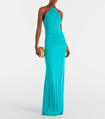Halterneck ruched jersey gown | Carolina Herrera
