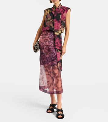 Layered printed silk-blend midi skirt | Dries Van Noten
