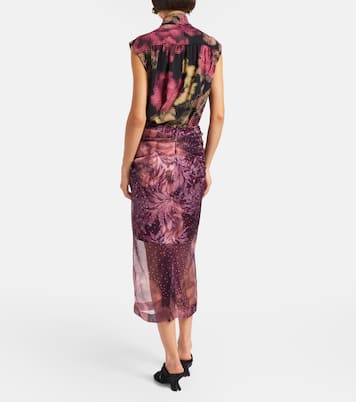 Layered printed silk-blend midi skirt | Dries Van Noten