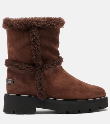 Teddi 20 shearling-trimmed suede ankle boots | Aquazzura